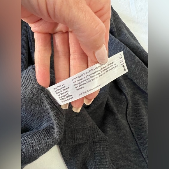 Eileen Fisher | Cardigan Open Front | Organic Linen Blend SZ Large Dark Gray - Picture 4 of 9